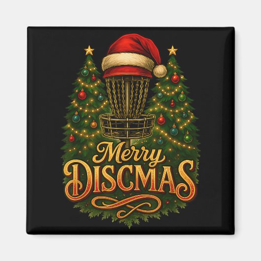 Christmas Disc Golf Merry Discmas マグネット (正面)