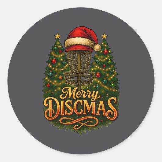 Christmas Disc Golf Merry Discmas  ラウンドシール (正面)