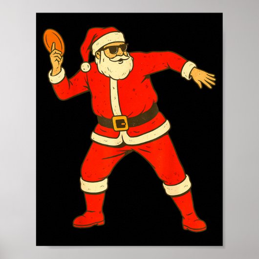 Christmas Disc Golf Vintage Funny Santa Xmas  ポスター (正面)