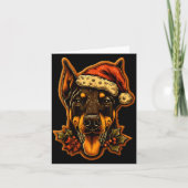 Christmas Doberman Dog With Santa Hat Gingerbread カード (正面)