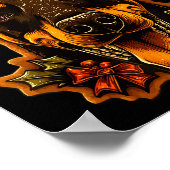 Christmas Doberman Dog With Santa Hat Gingerbread  ポスター (角)