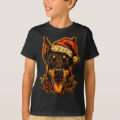 Christmas Doberman Dog With Santa Hat Gingerbread  Tシャツ (正面)