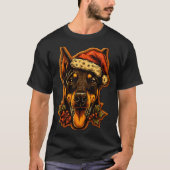 Christmas Doberman Dog With Santa Hat Gingerbread  Tシャツ (正面)