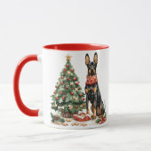 Christmas Dobermann Dogs マグカップ (左)
