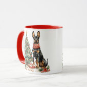 Christmas Dobermann Dogs マグカップ (正面左)
