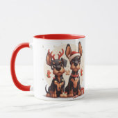 Christmas Dobermann Dogs マグカップ (左)