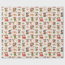 Christmas Dog And Gift Bone Colourful Xmas ラッピングペーパー