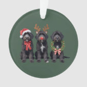Christmas Dog Black Goldendoodle Doodle Mom Winter オーナメント (正面)