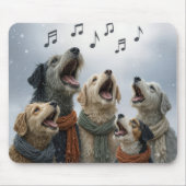 Christmas Dog Carolers In Snowflakes マウスパッド (正面)