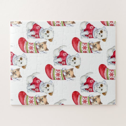 Christmas Dog & Cat ジグソーパズル (横)