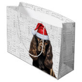 Christmas Dog Chocolate Cocker Spaniel Holiday ラージペーパーバッグ (裏面アングル)
