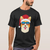 Christmas Dog  Cute Corgi Santa Hat Tシャツ (正面)