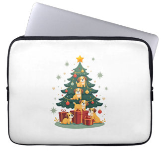 Christmas Dog Tree T-Shirt Cute Funny Puppy Dogs X ラップトップスリーブ