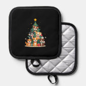 Christmas Dog Tree T-Shirt Cute Funny Puppy Dogs X 鍋敷き (正面/裏面)