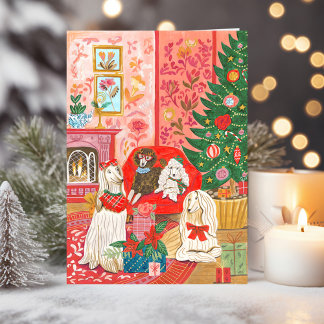 Christmas Dogs Afghan Hound Hand drawn シーズンカード