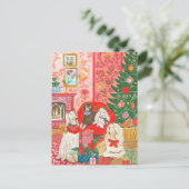 Christmas Dogs Afghan Hound Hand drawn シーズンポストカード (スタンド正面)