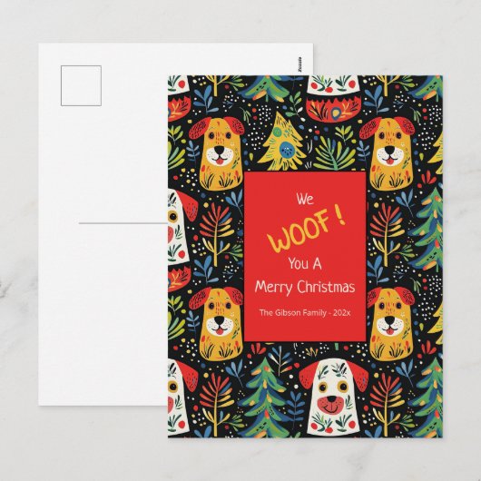 Christmas Dogs Cute Holiday Postcard シーズンポストカード (正面/裏面)