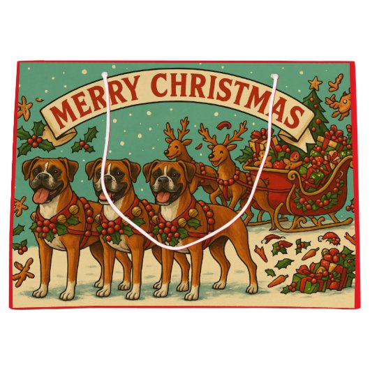 "Christmas Dogs" Gift Bag ラージペーパーバッグ (正面)