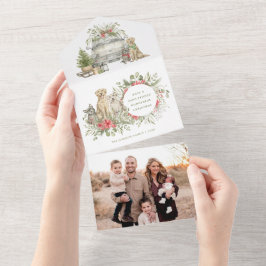 Christmas Dogs with Car |フォトクリスマスカード オールインワン招待状