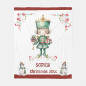 Christmas Doll Blanket for Kids With Name フリースブランケット (正面)