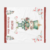 Christmas Doll Blanket for Kids With Name フリースブランケット (正面(横))