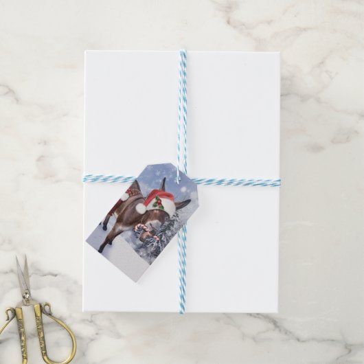 Christmas donkey with funny red hat ギフトタグ (より糸付き)