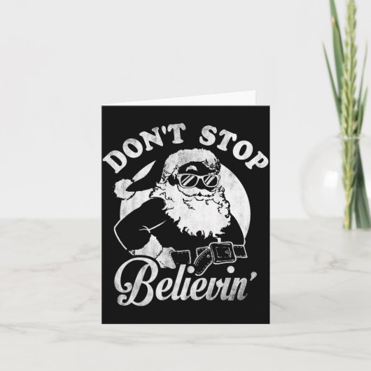 Christmas Don't Stop Believin' Santa Outline  カード (正面)