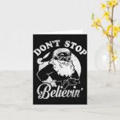 Christmas Don't Stop Believin' Santa Outline  カード (黄色い花)