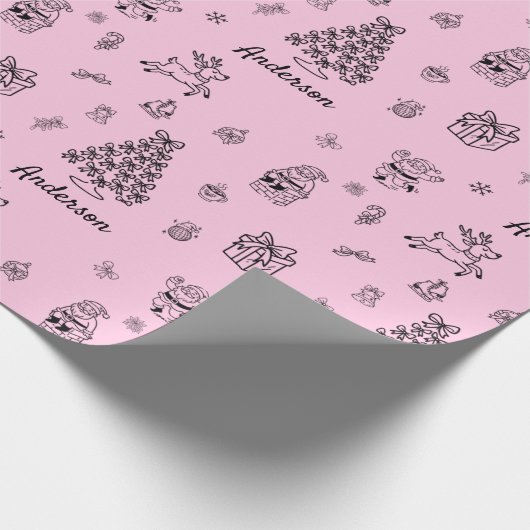 Christmas Doodle Custom Name Personalized  ラッピングペーパー (角)