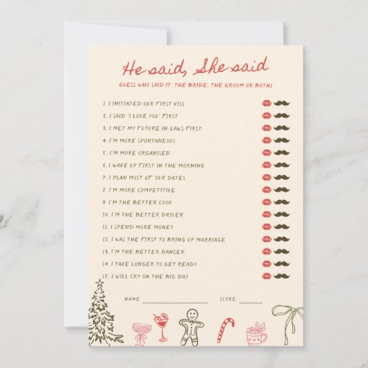 Christmas Doodle He said She said Card 招待状 (正面)