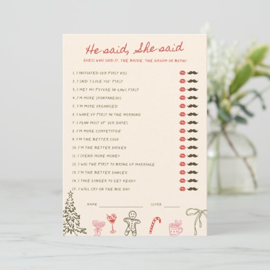 Christmas Doodle He said She said Card 招待状 (スタンド正面)