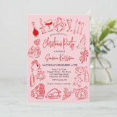 Christmas Doodle Invitation, Christmas Dinner 招待状 (スタンド正面)