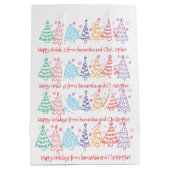 Christmas Doodle Modern Minimal Fun Festive ミディアムペーパーバッグ (裏面)