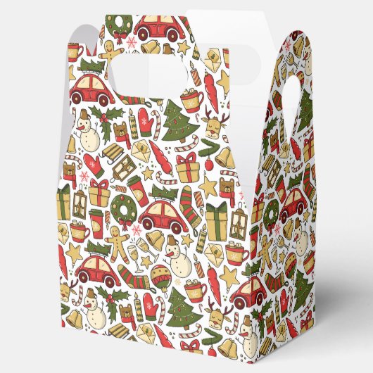 Christmas Doodle Pattern Favor Box フェイバーボックス (オープン)