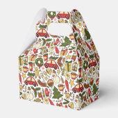 Christmas Doodle Pattern Favor Box フェイバーボックス (正面サイド)