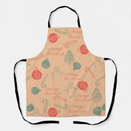 Christmas Doodle Pattern | Snowmen, Trees & Candy  エプロン