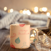 Christmas Doodle Pattern | Snowmen, Trees & Candy  コーヒーマグカップ