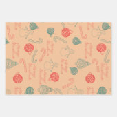 Christmas Doodle Pattern | Snowmen, Trees & Candy ラッピングペーパーシート (正面)