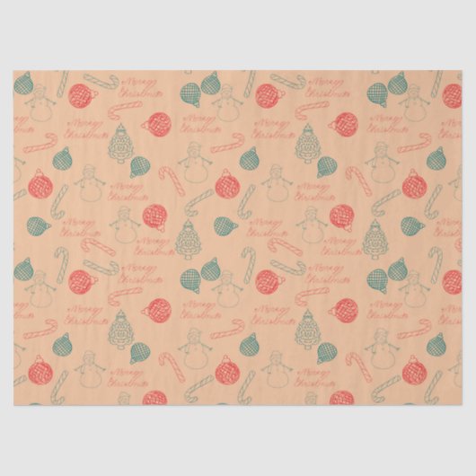 Christmas Doodle Pattern | Snowmen, Trees & Candy  薄葉紙 (正面)