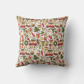 Christmas Doodle Pattern Throw Pillow クッション (裏面)