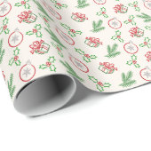 Christmas Doodles Red and Green Wrapping Paper ラッピングペーパー (ロールコーナー)