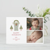 Christmas Door Photo シーズンカード (スタンド正面)