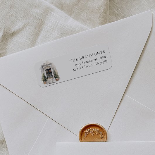 Christmas Door Return Address Label ラベル