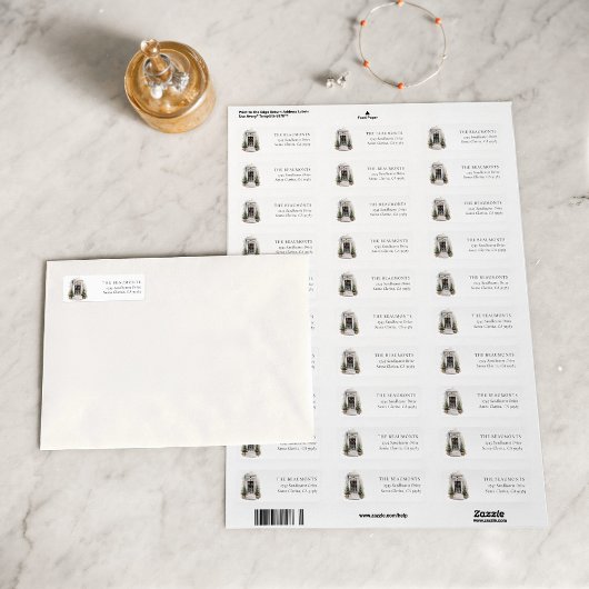 Christmas Door Return Address Label ラベル