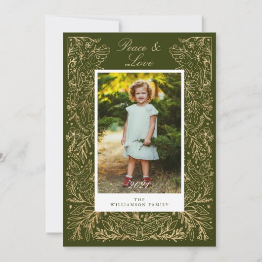 Christmas Doves Of Peace & Loveフローラ枠写真 シーズンカード (正面)