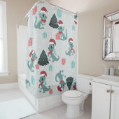 christmas dragon santa winter snow cute xmas シャワーカーテン (インサイチュ)