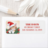 Christmas Dreams - Sleeping Kitten in Santa Hat ラベル (インサイチュ)