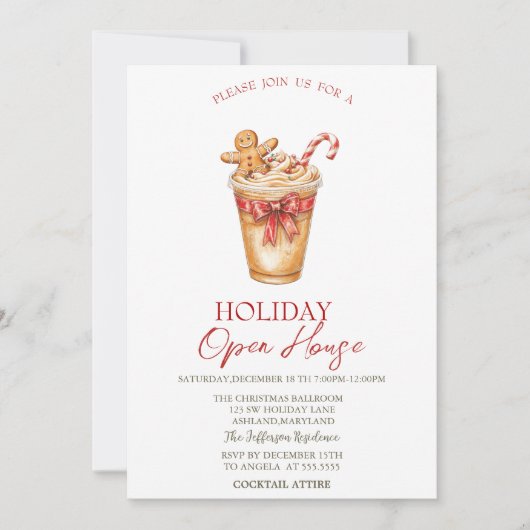 Christmas Drink Gingerbread Holiday Open House  招待状 (正面)