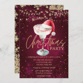 Christmas Drink Santa Hat Red Christmas  招待状 (正面/裏面)