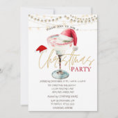 Christmas Drink Santa Hat Stars Christmas 招待状 (正面)